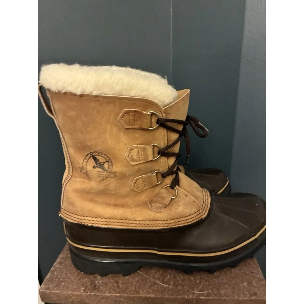 Vintage SOREL Caribou Duck Boots Men's Waterproof Leather Winter Snow Shearlined